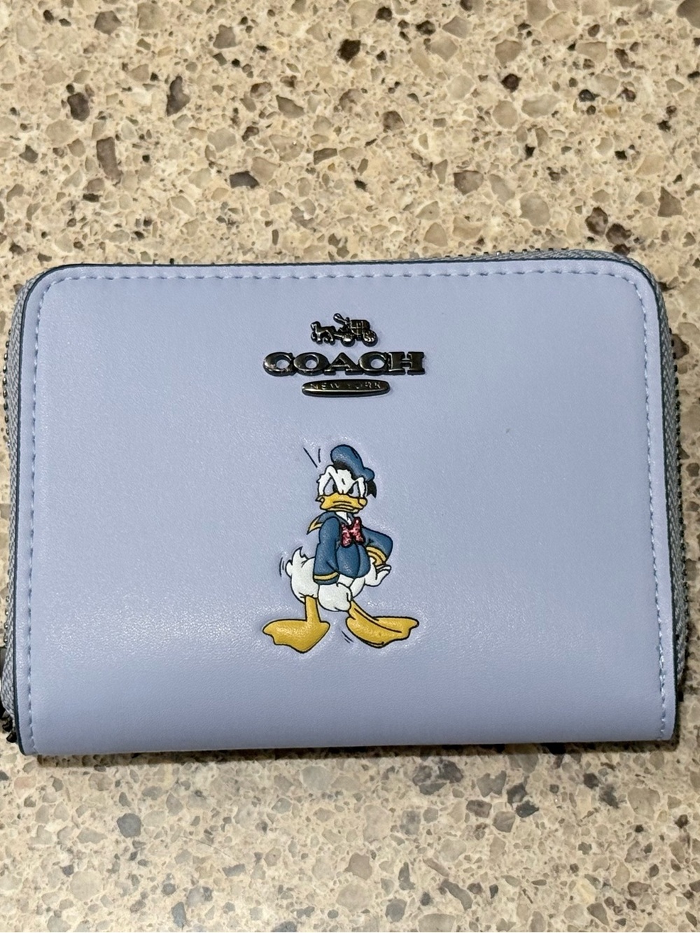 Coach Light Blue Leather Donald Duck Compact Zip Wallet